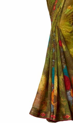 MGC Georgette Multicolor colour saree with blouse piece SP1013