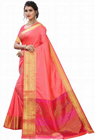 MGC Silk Pink colour saree with blouse piece SP694