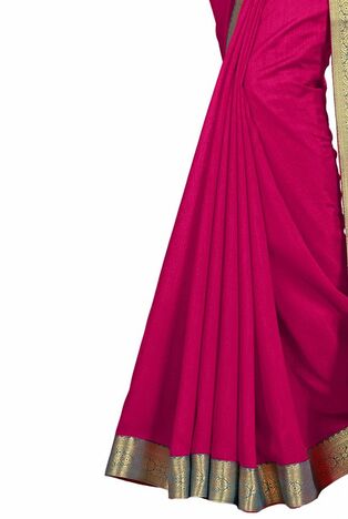 Vichitra Magenta Color Saree With Blouse Piece by MGC