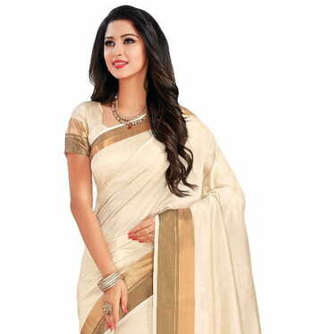 MGC Tassar Silk Off White Color Saree SP81