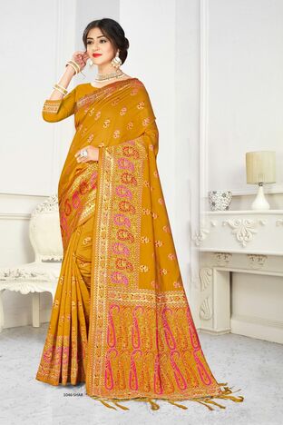 MGC Silk  Rich Pallu Gold Colour Saree With Blouse Piece Sp529