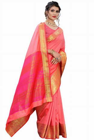 MGC Silk Pink colour saree with blouse piece SP694