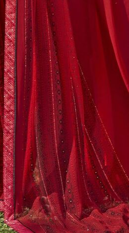 MGC Pure Georgette  Red colour saree with blouse piece SP838