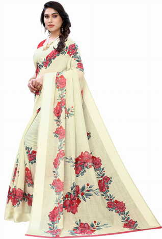 MGC Linen Beige Colour saree with blouse piece SP376