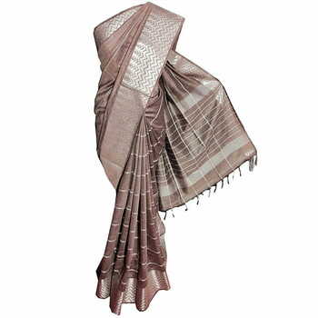 MGC Cotton Silk   Brown colour saree with blouse piece SP839