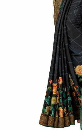 MGC Crepe Black colour saree with blouse piece SP950