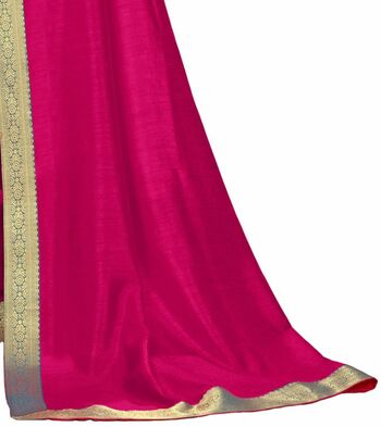 Vichitra Magenta Color Saree With Blouse Piece by MGC