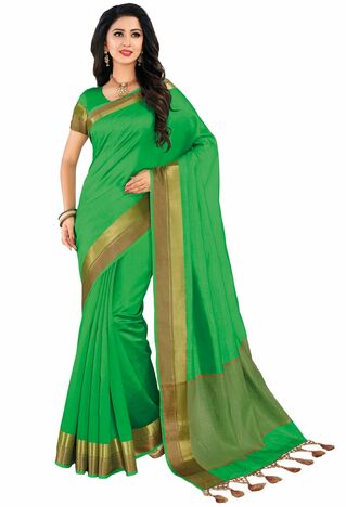 MGC Tassar Silk Green Color Saree SP80