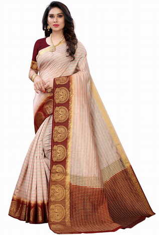 MGC Silk Off White colour saree with blouse piece SP696