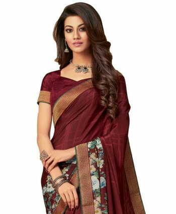 MGC Crepe Maroon colour saree with blouse piece SP951