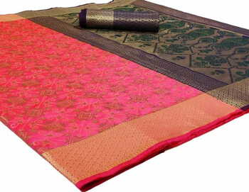 MGC Patola Silk Pink Colour saree with blouse piece SP327