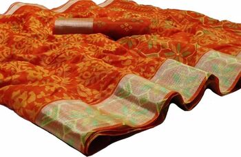 MGC Cotton Orange colour saree with blouse piece SP643