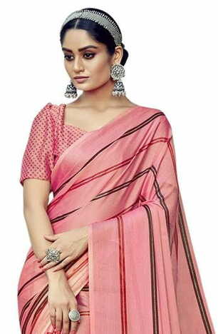 MGC Chiffon Pink  colour saree with blouse piece SP840