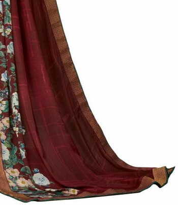 MGC Crepe Maroon colour saree with blouse piece SP951