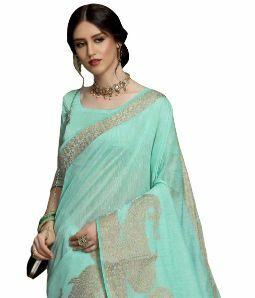 MGC Linen Rama Color Saree SP75