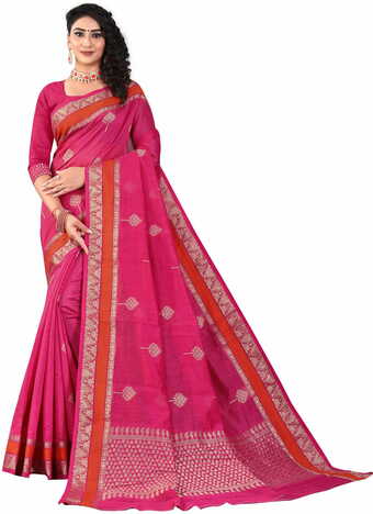 MGC Sof Linen Pink Colour saree with blouse Piece  SP238