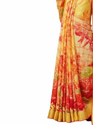 MGC Crepe Yellow colour saree with blouse piece SP955