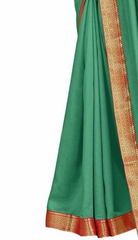 Vichitra Turquoise Color Saree With Blouse Piece by MGC