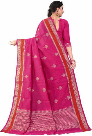 MGC Sof Linen Pink Colour saree with blouse Piece  SP238