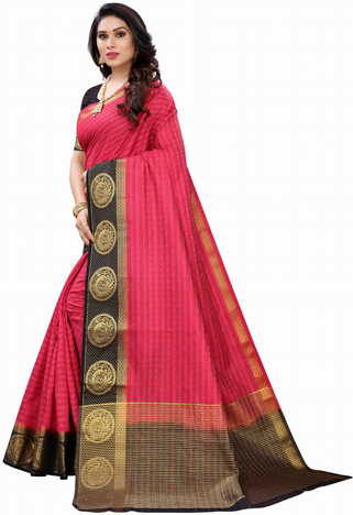 MGC Silk Pink colour saree with blouse piece SP700