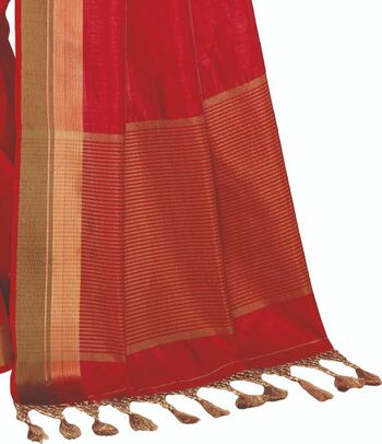 MGC Tassar Silk Red Color Saree SP78