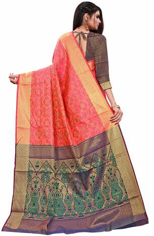 MGC Patola Silk Pink Colour saree with blouse piece SP328
