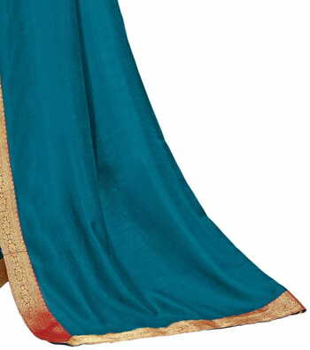 Vichitra Rama Color Saree With Blouse Piece by MGC