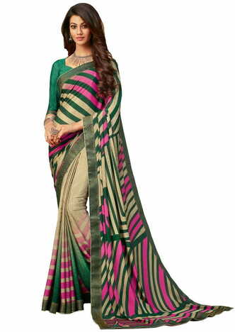 MGC Crepe Multicolor colour saree with blouse piece SP953