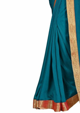 Vichitra Rama Color Saree With Blouse Piece by MGC