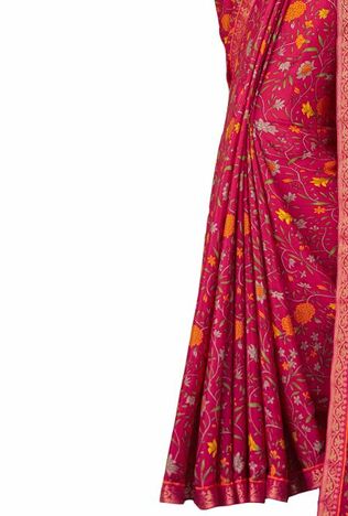 Crepe Silk Pink Color Saree With Blouse Piece by MGC