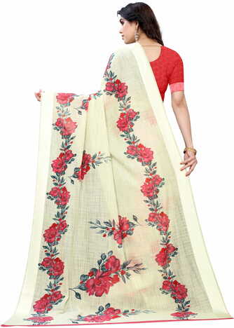 MGC Linen Beige Colour saree with blouse piece SP378