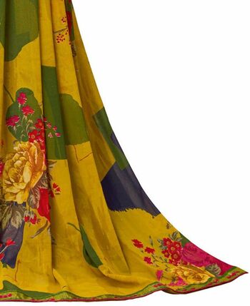 MGC Georgette Yellow colour saree with blouse piece SP1017