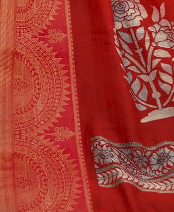 MGC Cotton Silk  Beige & Red colour saree with blouse piece SP842