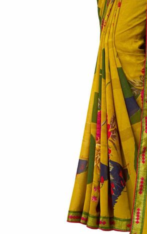 MGC Georgette Yellow colour saree with blouse piece SP1017