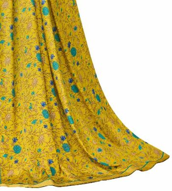 Crepe Silk Yellow Color Saree With Blouse Piece by MGC