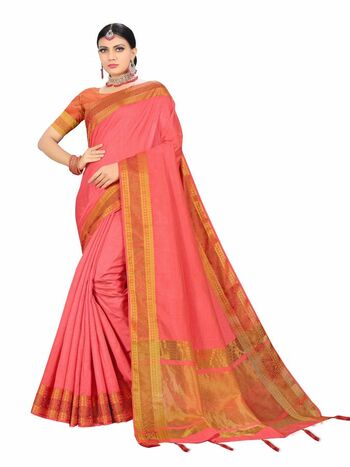 MGC Tussar Silk  Peach Colour Saree With Blouse Piece Sp544