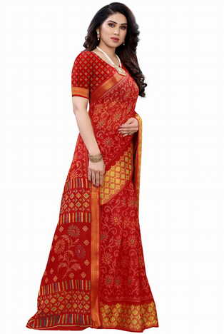 MGC Cotton Maroon colour saree with blouse piece SP646