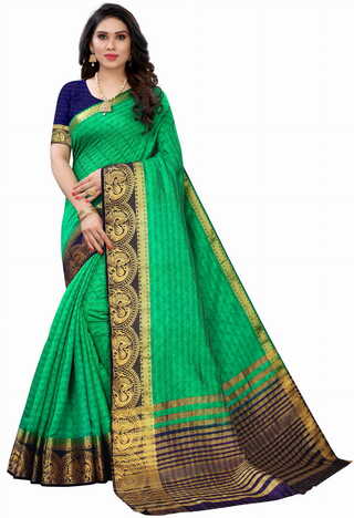 MGC Silk Green colour saree with blouse piece SP699