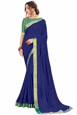 Vichitra Blue Color Saree With Blouse Piece by MGC