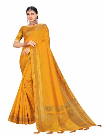 MGC Tussar Silk  Gold Colour Saree With Blouse Piece Sp546