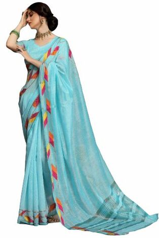 MGC Linen Blue Color Saree SP76