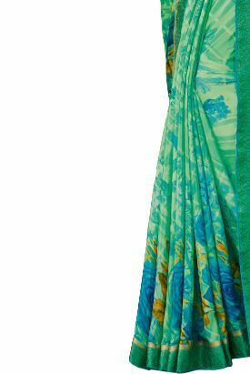 MGC Crepe Green colour saree with blouse piece SP954