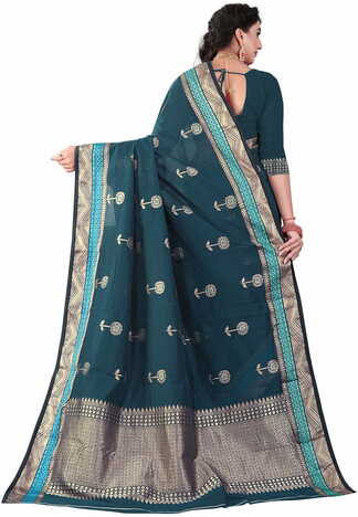 MGC Sof Linen Blue Colour saree with blouse Piece  SP237