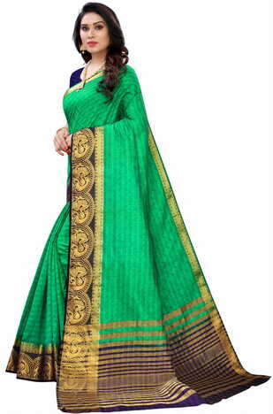 MGC Silk Green colour saree with blouse piece SP699