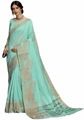 MGC Linen Rama Color Saree SP75