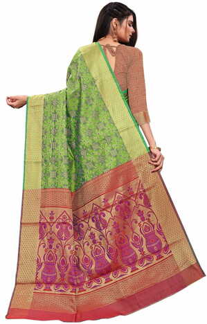 MGC Patola Silk Green Colour saree with blouse piece SP330
