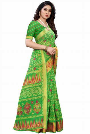 MGC Cotton Green colour saree with blouse piece SP649