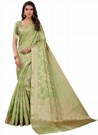 MGC SILK Green colour saree with blouse piece SP1024