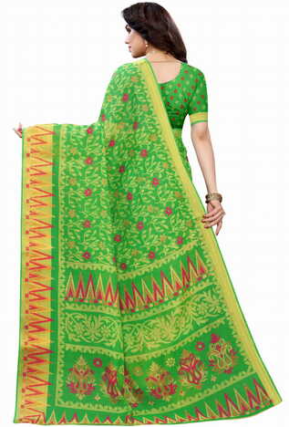 MGC Cotton Green colour saree with blouse piece SP649