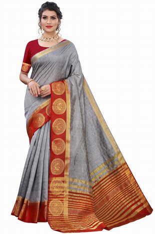 MGC Silk Grey colour saree with blouse piece SP703